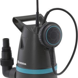 Gardena Pompe submersible eau claire 8600, Acier inoxydable, Noir, Bleu, jusqu'à 8.600 l/h avec Flotteur piscine, jacuzzi (caution : 100€)
